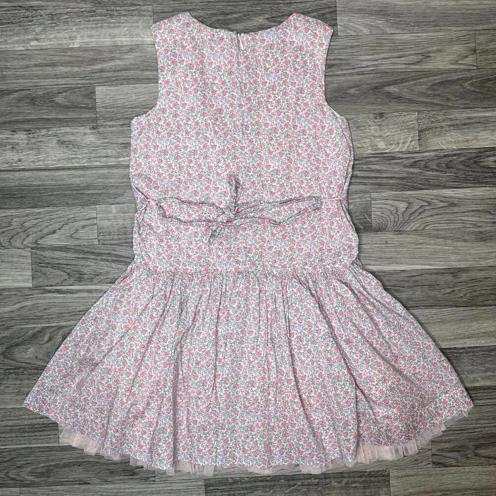 Gap Kids Little Girl's Drop Waist Floral Pink Dress w/ Tulle Slip Size L
